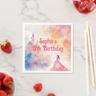 Servilleta De Papel Cumpleaños de la princesa rosa Fairytale