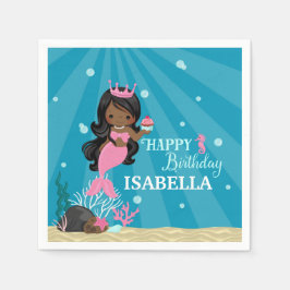 Servilleta De Papel Cumpleaños de la sirena afroamericana
