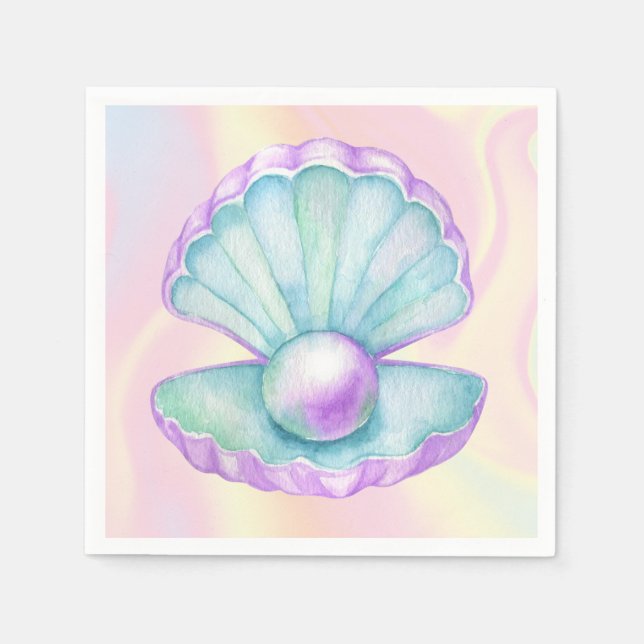 Servilleta De Papel Cumpleaños de la sirena bajo el mar (Anverso)