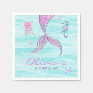 Servilleta De Papel Cumpleaños de la Sirena bajo el mar