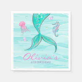 Servilleta De Papel Cumpleaños de la Sirena bajo el mar
