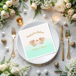 Servilleta De Papel Cumpleaños de la sirena de los Chicas gemelos