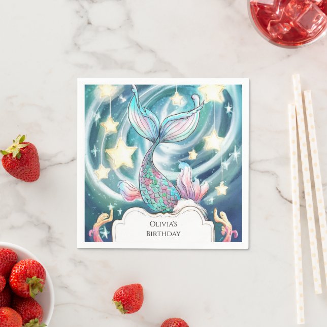 Servilleta De Papel Cumpleaños de la Sirena Encantada para Niños (In situ)