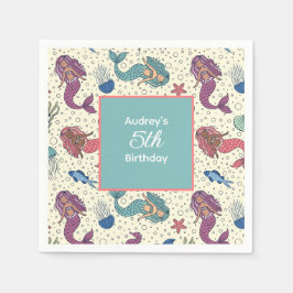 Servilleta De Papel Cumpleaños de la Sirena Infantil