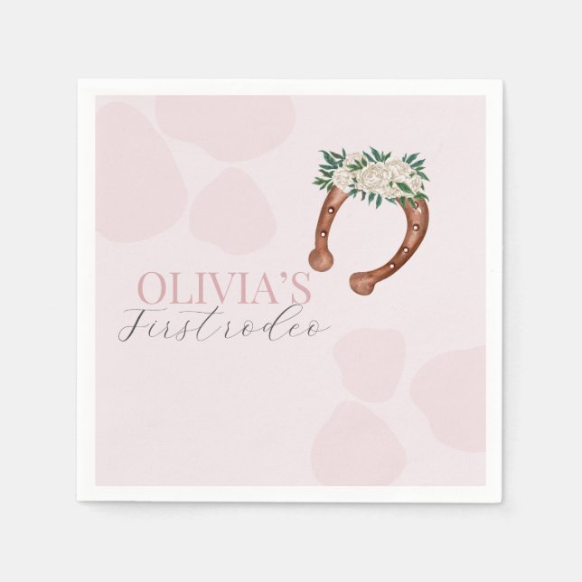 Servilleta De Papel Cumpleaños de la vaquera occidental rosa (Anverso)