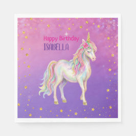 Servilleta De Papel Cumpleaños de las Chicas Brillo Unicornio