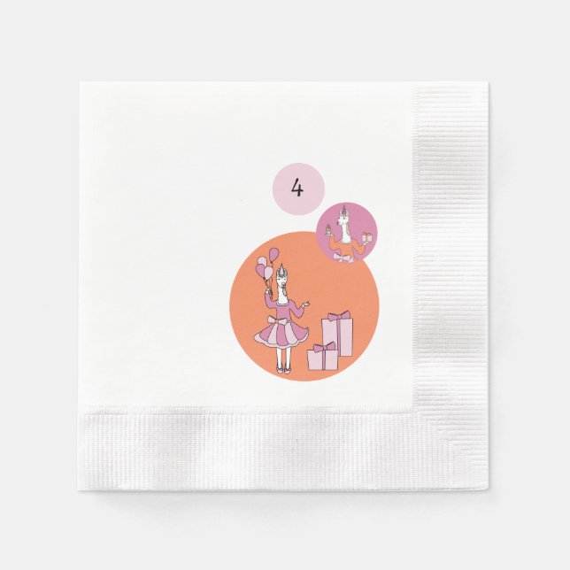 Servilleta De Papel cumpleaños de Llama (Anverso)