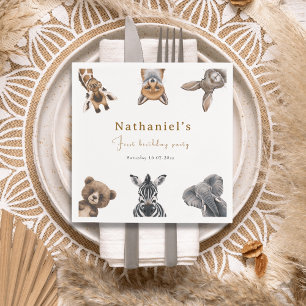 Servilleta De Papel Cumpleaños de los Animales Adorables Safari Forest