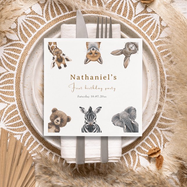 Servilleta De Papel Cumpleaños de los Animales Adorables Safari Forest (Subido por el creador)