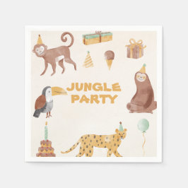 Servilleta De Papel Cumpleaños de los animales de la jungla pequeña