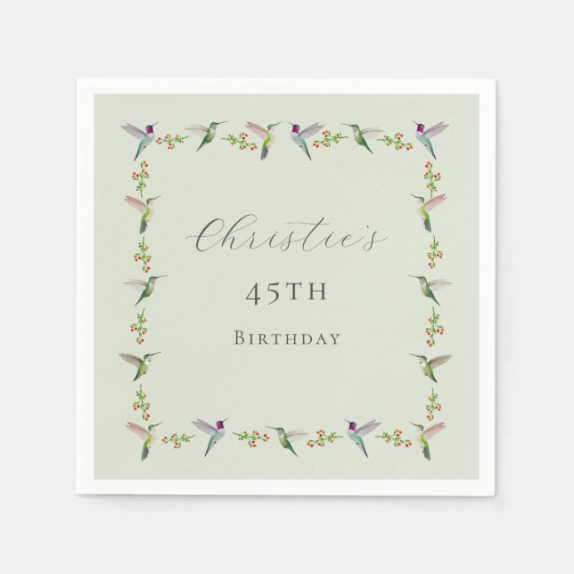 Servilleta De Papel Cumpleaños de los colibríes de Anna (Anverso)