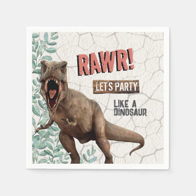 Servilleta De Papel Cumpleaños de los dinosaurios (Anverso)