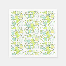 Servilleta De Papel Cumpleaños De Los Dinosaurios Azul Y Verde