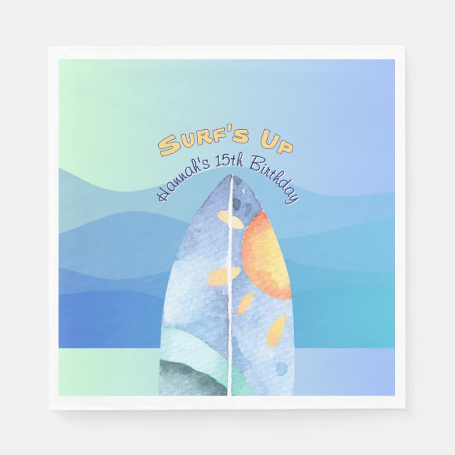 Servilleta De Papel Cumpleaños de los Fun Surf (Anverso)