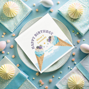 Servilleta De Papel Cumpleaños de los gemelos Guay Cream Boys