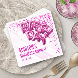Servilleta De Papel Cumpleaños de los globos de Relieve metalizado ros