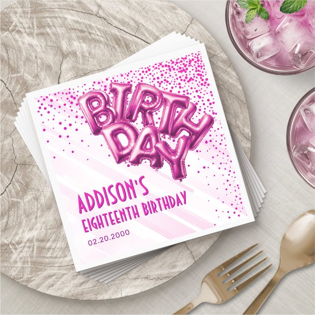 Servilleta De Papel Cumpleaños de los globos de Relieve metalizado ros (Subido por el creador)