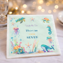 Cumpleaños de los niños de la acuarela Under Sea