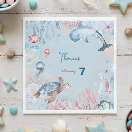 Servilleta De Papel Cumpleaños de los niños de la acuarela Under Sea