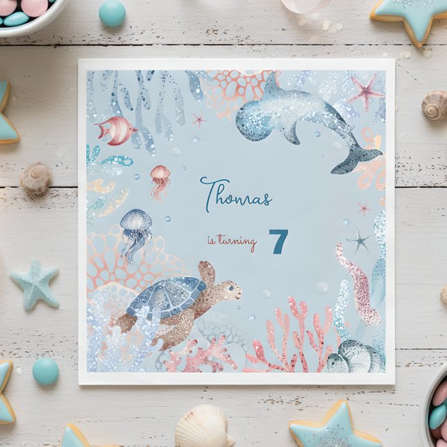 Servilleta De Papel Cumpleaños de los niños de la acuarela Under Sea (Subido por el creador)