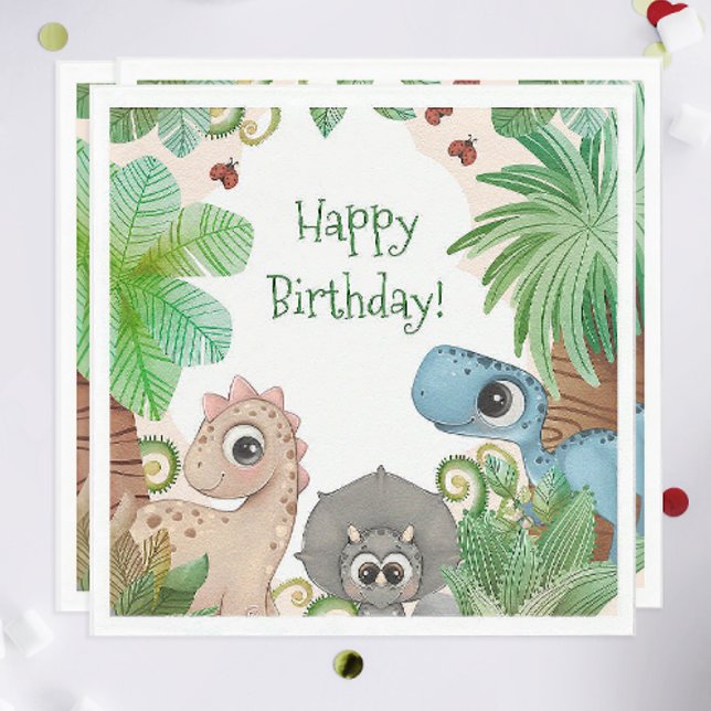 Servilleta De Papel Cumpleaños de los Niños Dinosaurios (Dinosaur Birthday Party Napkins)