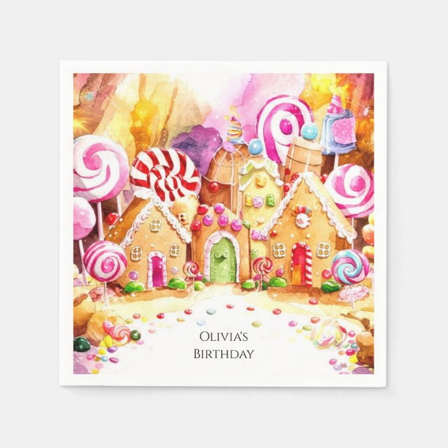 Servilleta De Papel Cumpleaños de los niños en las Islas Candyland (Anverso)