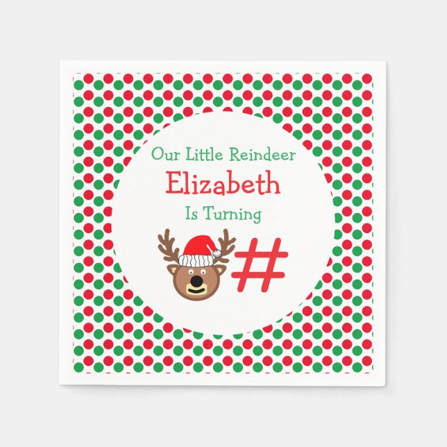 Servilleta De Papel Cumpleaños de los niños pequeños renos (Anverso)