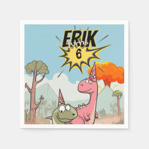 Servilleta De Papel Cumpleaños de los Personalizados Cute Dinosaur