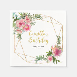 Servilleta De Papel Cumpleaños de los Pink Peonies