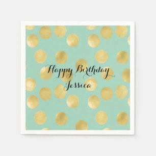 Servilleta De Papel Cumpleaños de los puntos del Glitz de la menta y