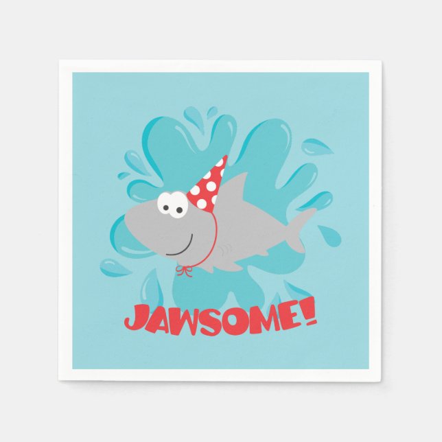 Servilleta De Papel Cumpleaños de los Tiburones (Anverso)