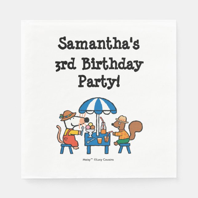 Servilleta De Papel Cumpleaños de Maisy y Cyril (Anverso)
