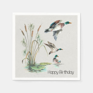 Servilleta De Papel Cumpleaños de Mallard Ducks y Cattails