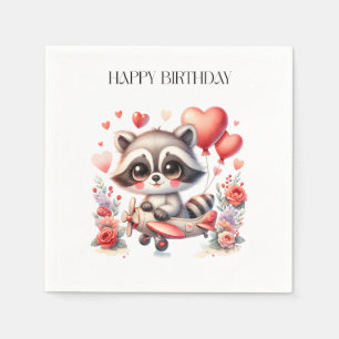 Servilleta De Papel Cumpleaños de Mapache Volador