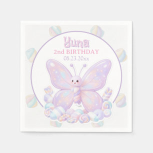 Servilleta De Papel Cumpleaños de Mariposa Lavanda Púrpura