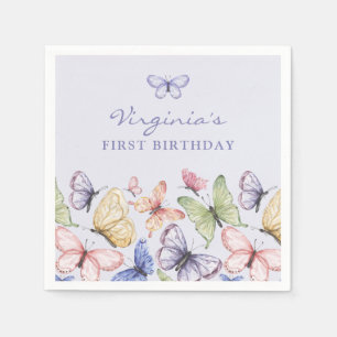 Servilleta De Papel Cumpleaños de Mariposa Morada