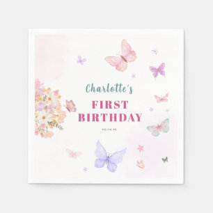 Servilleta De Papel Cumpleaños de mariposa rosa pastelito 