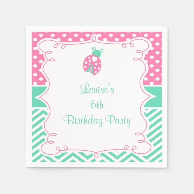 Servilleta De Papel Cumpleaños de Mariquita (Anverso)