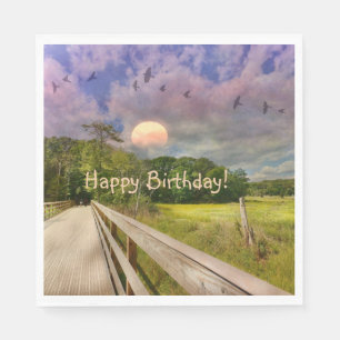 Servilleta De Papel  Cumpleaños de Marsh Sunset en Seashore