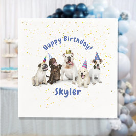 Servilleta De Papel Cumpleaños de Mascota Perro Celebración | Azul