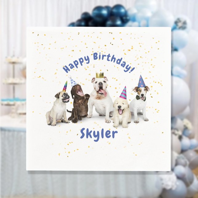 Servilleta De Papel Cumpleaños de Mascota Perro Celebración | Azul (Subido por el creador)