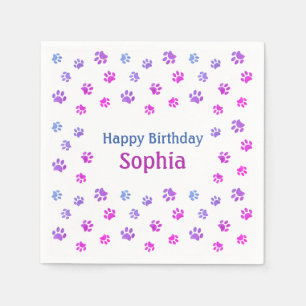 Servilleta De Papel Cumpleaños de Mascota Personalizado Huellas de Pat
