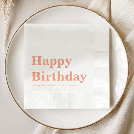 Servilleta De Papel Cumpleaños de melocotón simple moderno