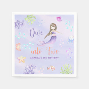 Servilleta De Papel Cumpleaños de Mermaid Girl Dive Into Five 5