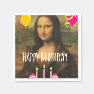 Servilleta De Papel Cumpleaños de Mona Lisa con pasteles y globos