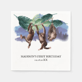 Servilleta De Papel Cumpleaños de Mono Woodland Personalizado