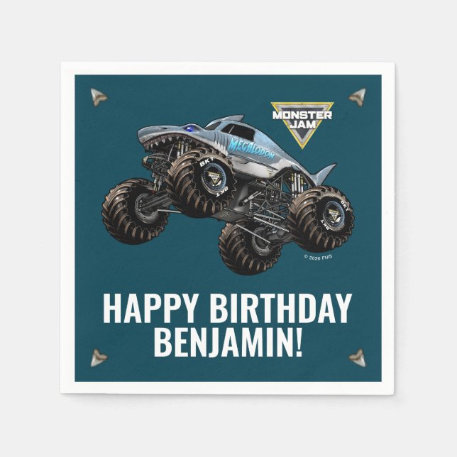 Servilleta De Papel Cumpleaños de Monster Jam Megalodon (Anverso)