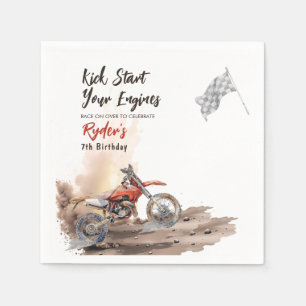 Servilleta De Papel Cumpleaños de moto de cross de cualquier edad