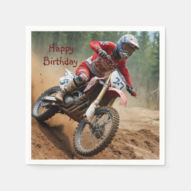 Servilleta De Papel Cumpleaños de Motocross (Anverso)