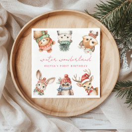 Servilleta De Papel cumpleaños de navidades de los bosques maravilloso